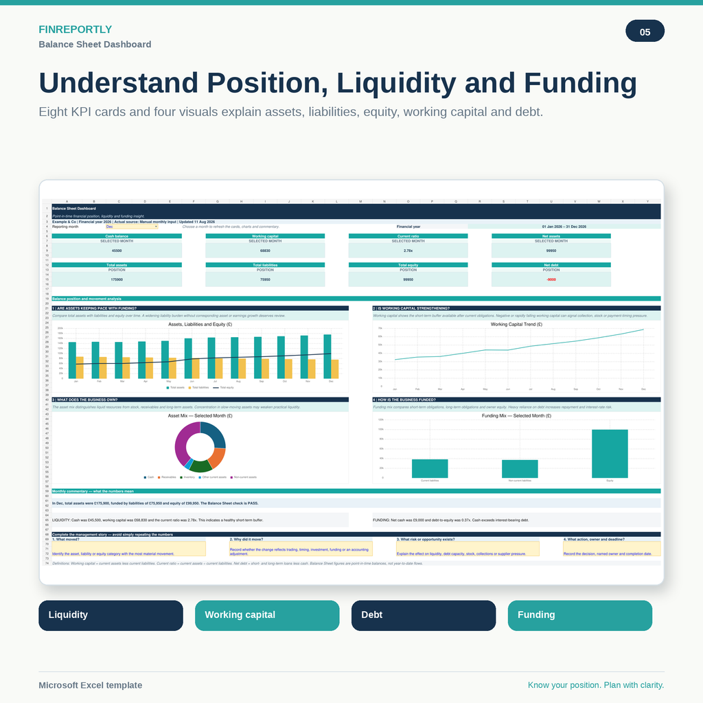 Balance Sheet with Trial Balance Import and Business Dashboard
