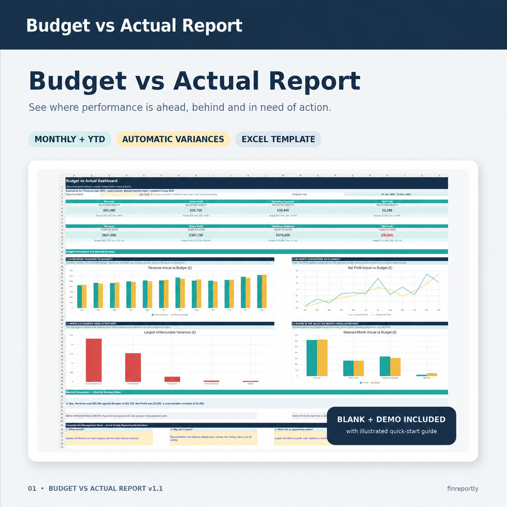 Budget vs Actual Report Excel Template
